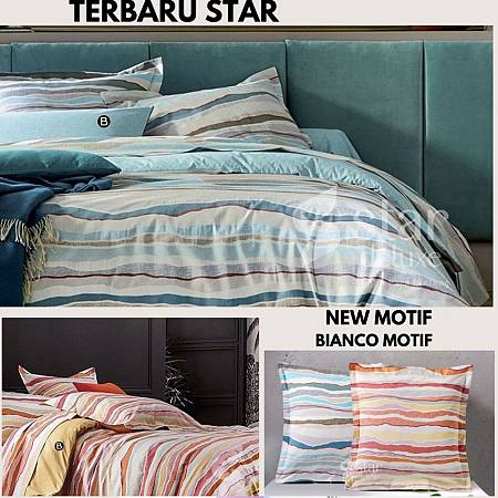 SILIKI Sprei Set Katun CVC STAR Motif Bianco All Size