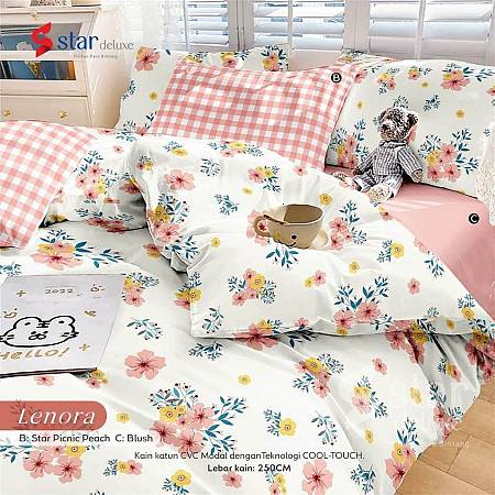 SILIKI Sprei Set Katun CVC STAR Motif Lenora All Size